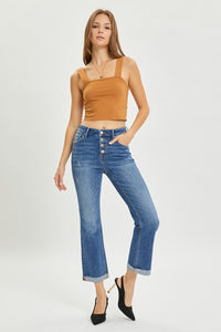 Risen Button Fly Cropped Bootcut Jeans