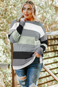 Crossing Lines Striped Slit Long Sleeve T-Shirt (2 color options)