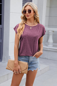Pocketed Heathered Cap Sleeve Top  (multiple color options)