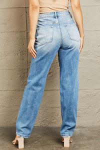 Marina High Waisted Straight Jeans by Bayeas
