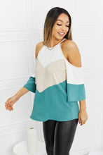 Load image into Gallery viewer, Summering Ahead Cold Shoulder Color Block Blouse

