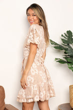 Load image into Gallery viewer, A Little Bit of Romance Floral Lace Pompom Detail Tie-Waist Flutter Sleeve Dress
