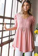 Load image into Gallery viewer, Easy To Love Waffle Knit V-Neck Babydoll Top
