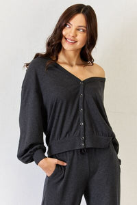 Chillax Couture Ultra Soft  Button Up Long Sleeve Lounge Cardigan by Risen