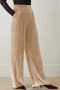 Velvety Opulence Loose Fit High Waist Pants with Pockets (multiple color options)
