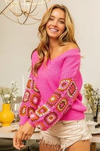 Load image into Gallery viewer, Bound To Be Beautiful V-Neck Crochet Long Sleeve Sweater
