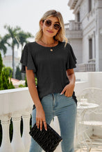 Load image into Gallery viewer, Keep Going Eyelet Flutter Sleeve Round Neck Top (multiple color options)
