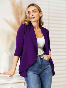 Stay in Sync Open Front 3/4 Sleeve Cardigan (multiple color options)