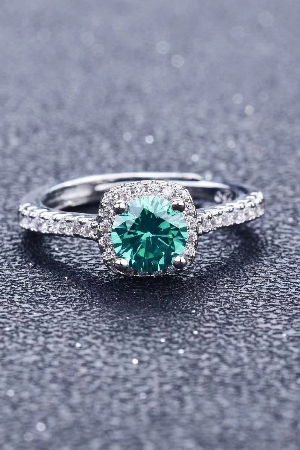 Mystic Meadow 3 Carat Green Moissanite Platinum-Plated Cluster Ring