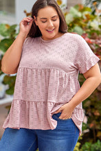Load image into Gallery viewer, Dainty &amp; Sweet Eyelet Round Neck Short Sleeve Blouse (multiple color options)
