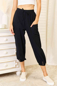 Be You Decorative Button Cropped Pants