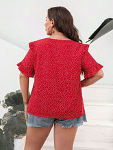 Load image into Gallery viewer, Roses Are Red Printed Notched Flounce Sleeve Blouse
