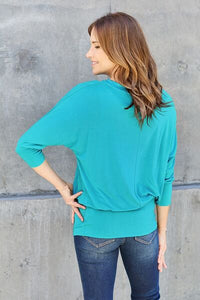 Not So Basic Round Neck Batwing Sleeve Top (multiple color options)