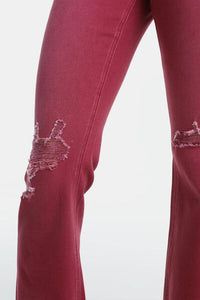 Alaina High Waist Distressed Raw Hem Flare Jeans by Bayeas