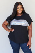 Load image into Gallery viewer, Shine Bright Center Mesh Sequin Top in Black/Silver
