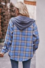 Load image into Gallery viewer, Flannel Fusion Plaid Dropped Shoulder Hooded Longline Jacket (multiple color options)

