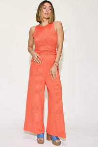 Casual Luxe Ribbed Tank and Wide Leg Pants Set (2 color options)