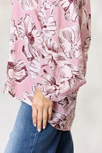 Load image into Gallery viewer, Peaceful Moments Floral V-Neck Balloon Sleeve Blouse
