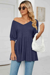 Basic Bliss V-Neck Babydoll Top (multiple color options)