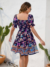 Load image into Gallery viewer, Printed Square Neck Short Sleeve Dress (multiple color options)
