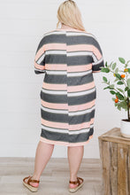 Load image into Gallery viewer, Take Notes Plus Size Striped Side Slit V-Neck T-Shirt Dress
