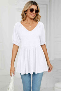 Basic Bliss V-Neck Babydoll Top (multiple color options)