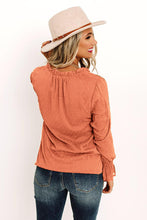 Load image into Gallery viewer, Whimsical Wanderer Swiss Dot Tie Neck Flounce Sleeve Blouse (2 color options)

