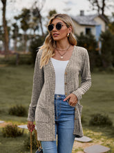Load image into Gallery viewer, Falling Leaves Ribbed Button-UP Cardigan with Pockets
