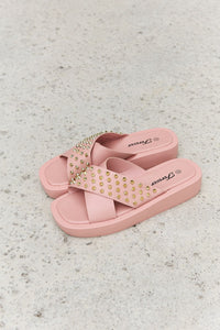 Perfect Days Studded Cross Strap Sandals in Blush