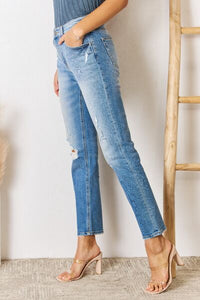 Jobelle High Rise Distressed Slim Straight Jeans by Kancan