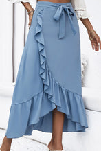 Load image into Gallery viewer, Something Borrowed, Something Blue Ruffle Trim Tied Skirt
