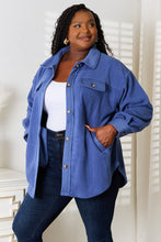 Load image into Gallery viewer, Cozy Girl Button Down Shacket in Dusty Blue
