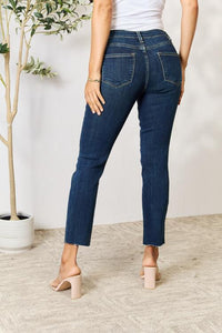 Larisa Raw Hem Straight Jeans by Bayeas