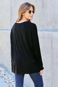 Everyday Happiness V-Neck Long Sleeve Top (multiple color options)