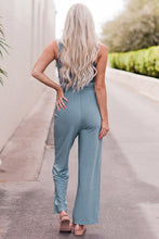 Load image into Gallery viewer, Leisurely Lounge Notched Neck Tank Top and Tie Waist Wide Leg Long Pants Lounge Set
