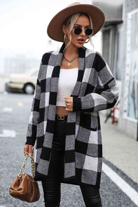 Chalet Chic Plaid Dropped Shoulder Cardigan with Pocket (multiple color options)