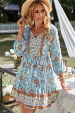 Load image into Gallery viewer, Boho Blooms Tied Balloon Sleeve Mini Dress (multiple color options)
