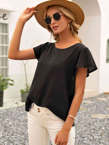 Simply Darling Round Neck Cutout Tie Back Top