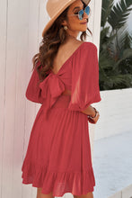 Load image into Gallery viewer, What A Girl Wants Tie-Back Ruffled Hem Square Neck Mini Dress (multiple color options)
