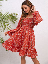 Load image into Gallery viewer, Autumn Romance Floral Smocked Square Neck Dress
