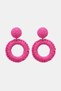 Round Shape Raffia Grass Dangle Earrings (multiple color options)