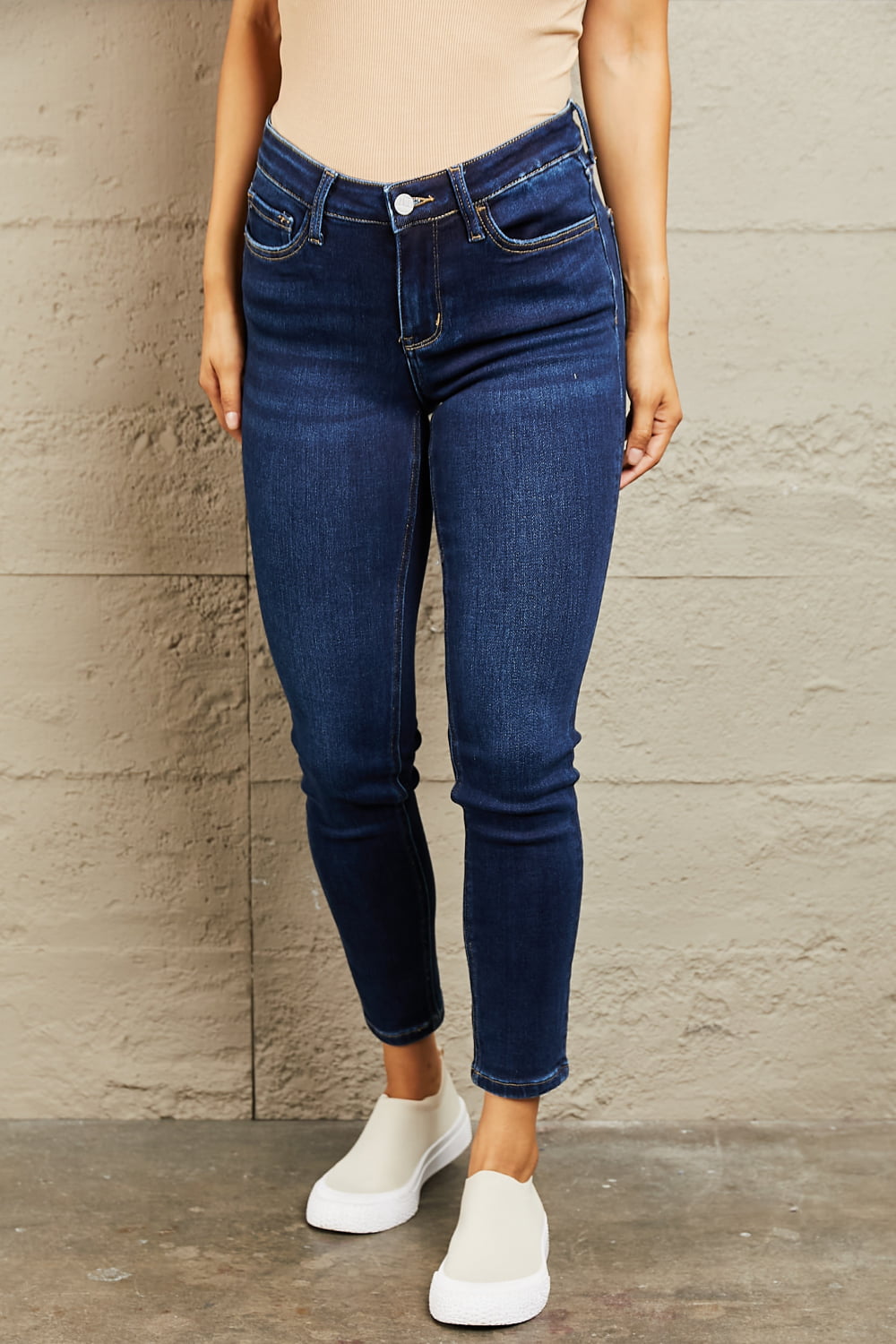 Olivia Mid Rise Slim Jeans by Bayeas