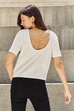 Load image into Gallery viewer, Pearly White Criss Cross Pearl Detail Open Back T-Shirt
