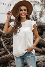 Load image into Gallery viewer, Delicate Dreams Swiss Dot Flutter Sleeve Round Neck Top (2 color options)
