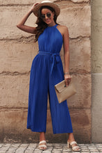 Load image into Gallery viewer, Pretty &amp; Posh Accordion Pleated Belted Grecian Neck Jumpsuit (multiple color options)

