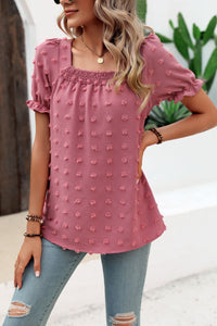 Timeless Tranquility Swiss Dot Puff Sleeve Square Neck Blouse (multiple color options)