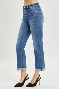 Risen Button Fly Cropped Bootcut Jeans