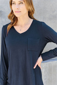 Everyday Happiness V-Neck Long Sleeve Top (multiple color options)