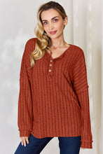 Load image into Gallery viewer, Everyday Basic Ribbed Half Button Long Sleeve T-Shirt (multiple color options)
