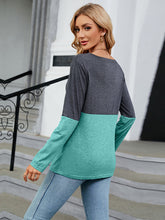 Load image into Gallery viewer, Easy Street V-Neck Long Sleeve Two-Tone Top
